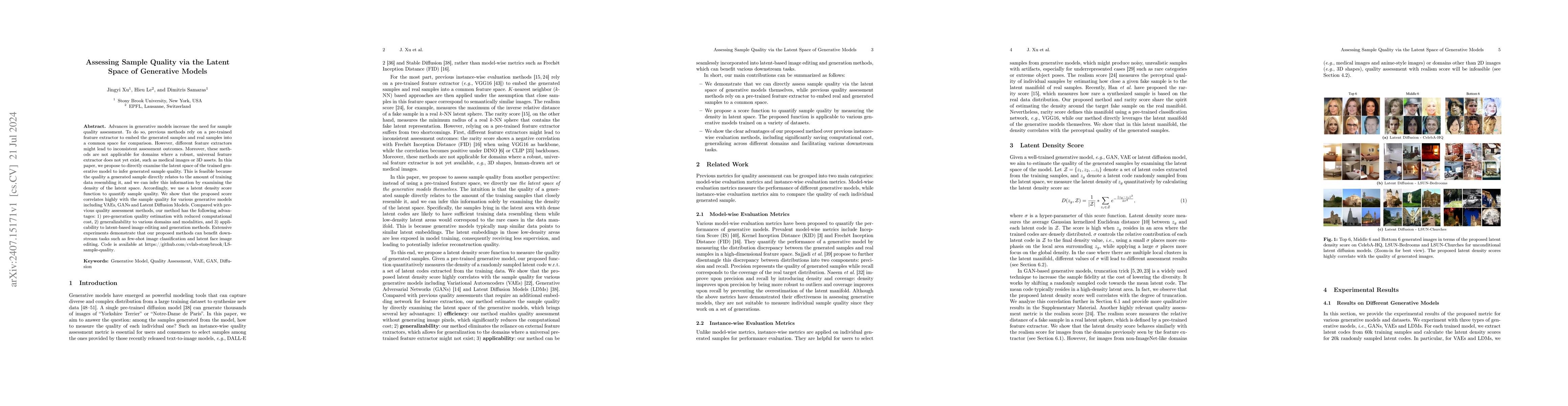 Thumbnail for Assessing Sample Quality via the Latent Space of Generative Models