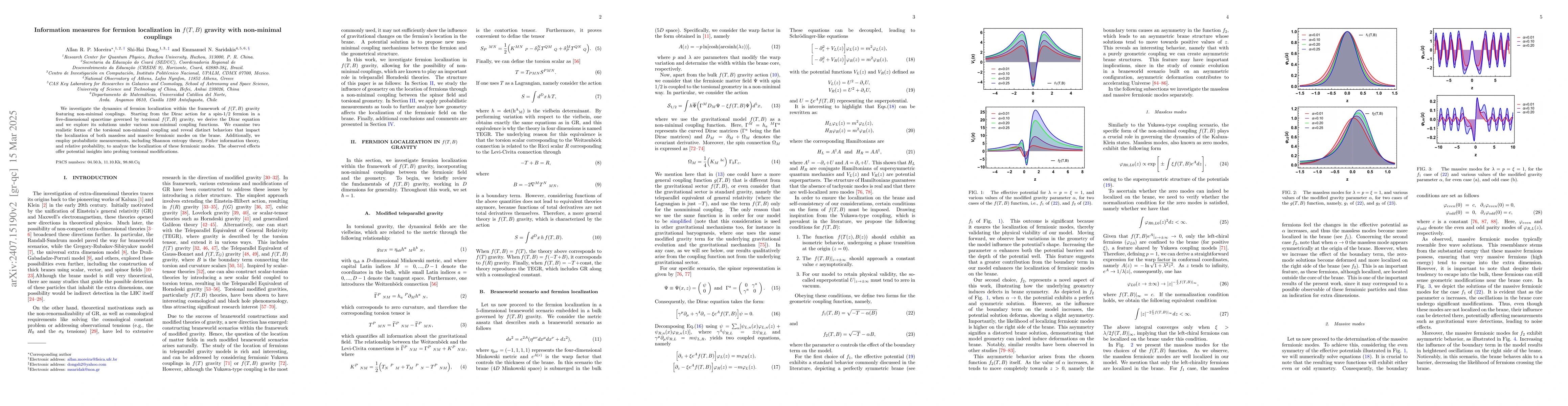 Thumbnail for Information measures for fermion localization in $f(T, B)$ gravity with
  non-minimal couplings