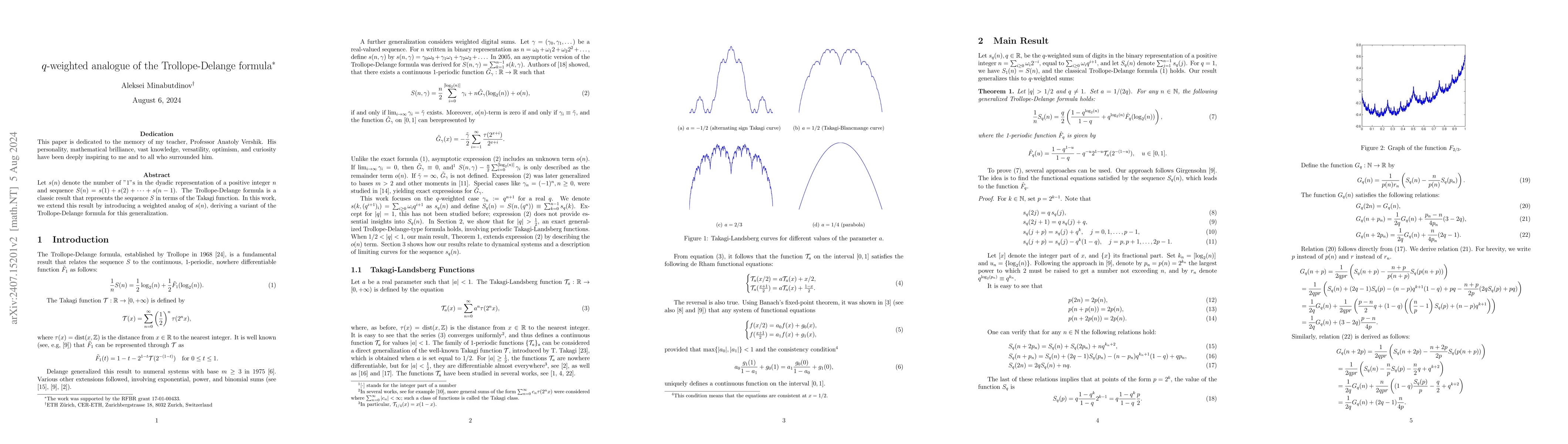 Thumbnail for $q$-weighted analogue of the Trollope-Delange formula