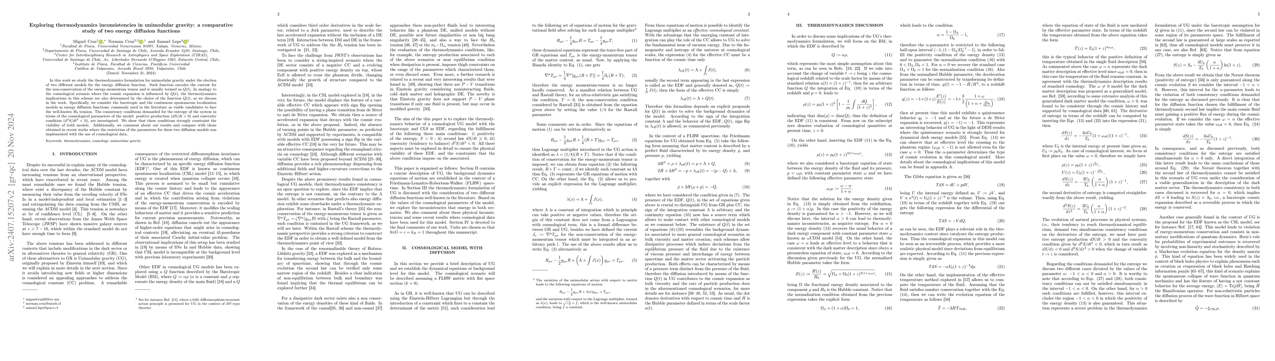 Thumbnail for Exploring thermodynamics inconsistencies in unimodular gravity: a
  comparative study of two energy diffusion functions