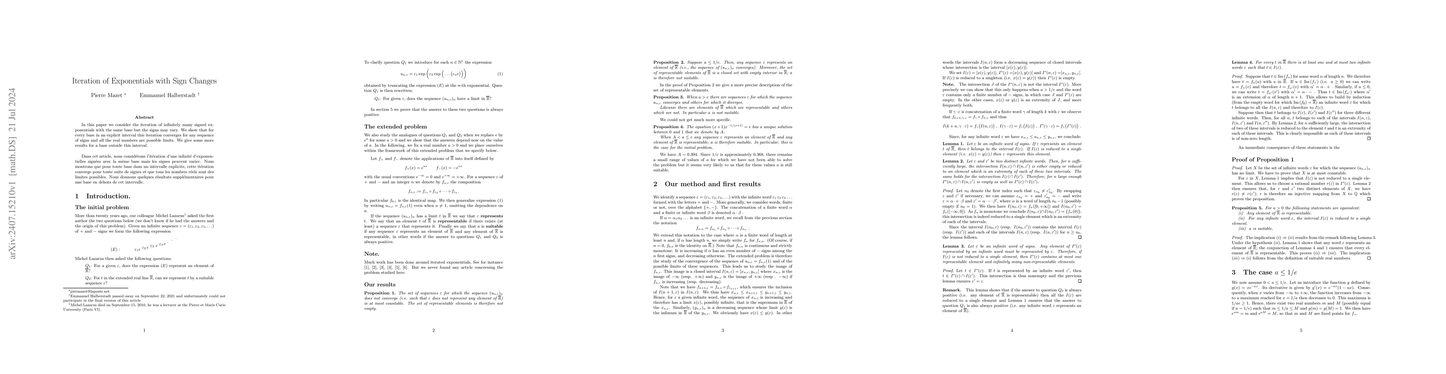 Thumbnail for Iteration of Exponentials with Sign Changes