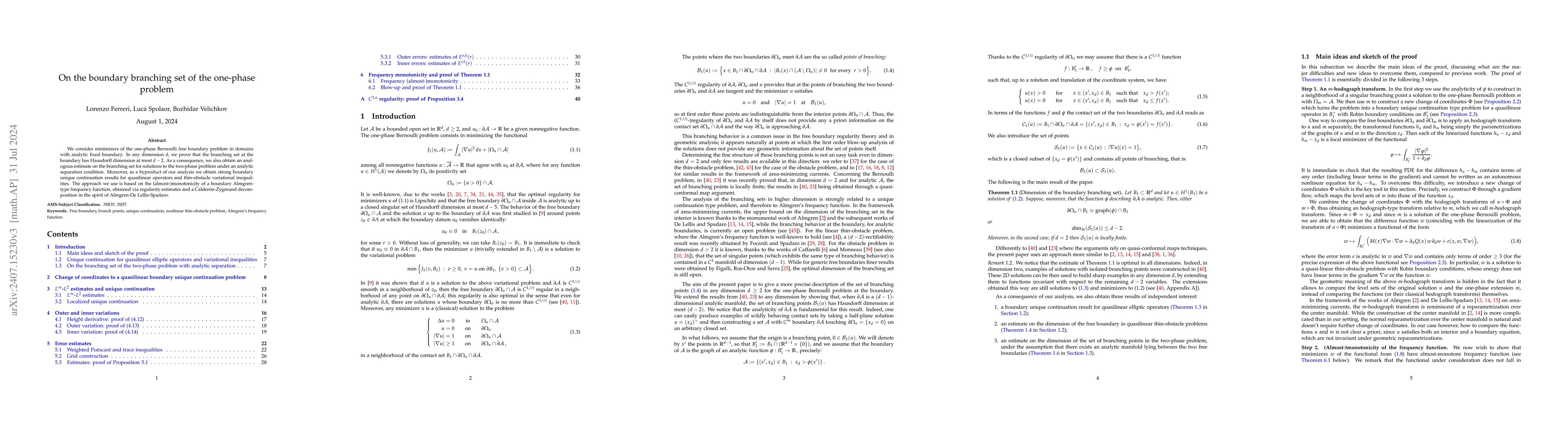 Thumbnail for On the boundary branching set of the one-phase problem