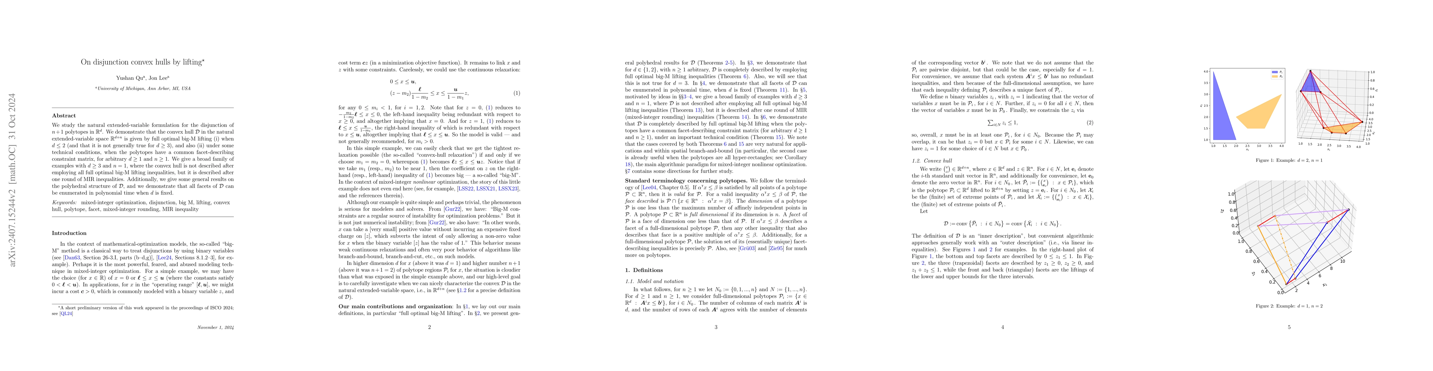 Thumbnail for On disjunction convex hulls by lifting