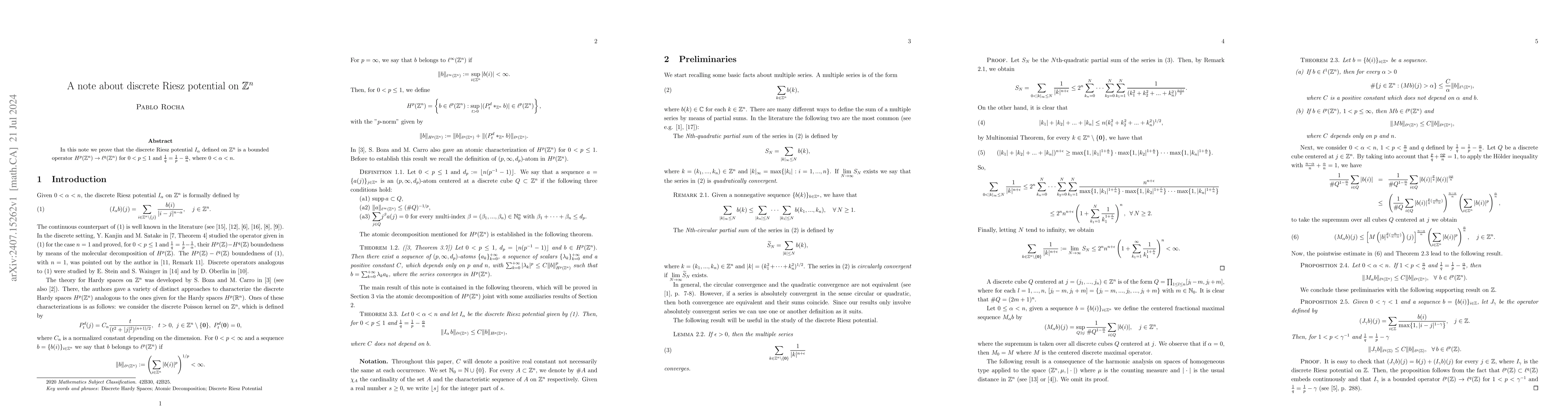 Thumbnail for A note about discrete Riesz potential on $\mathbb{Z}^n$