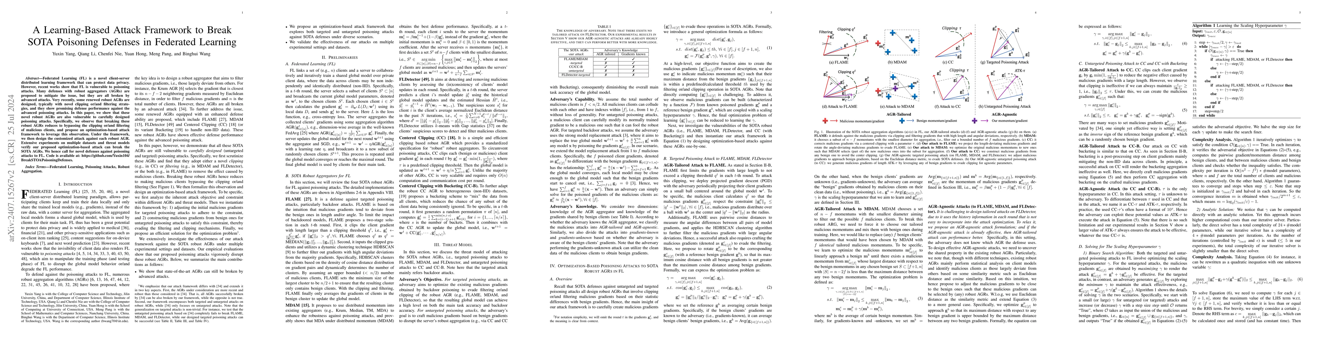 Thumbnail for A Learning-Based Attack Framework to Break SOTA Poisoning Defenses in
  Federated Learning