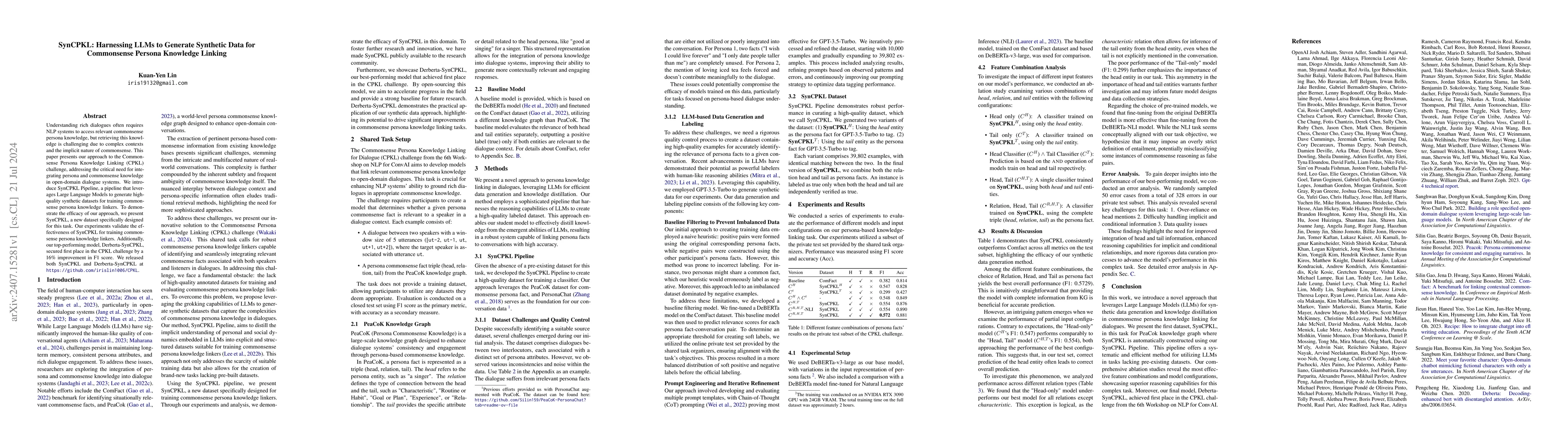 Thumbnail for SynCPKL: Harnessing LLMs to Generate Synthetic Data for Commonsense
  Persona Knowledge Linking
