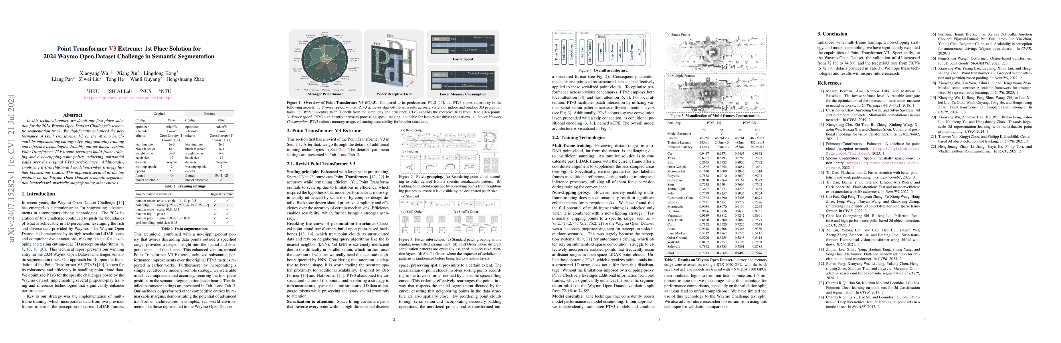 Thumbnail for Point Transformer V3 Extreme: 1st Place Solution for 2024 Waymo Open
  Dataset Challenge in Semantic Segmentation