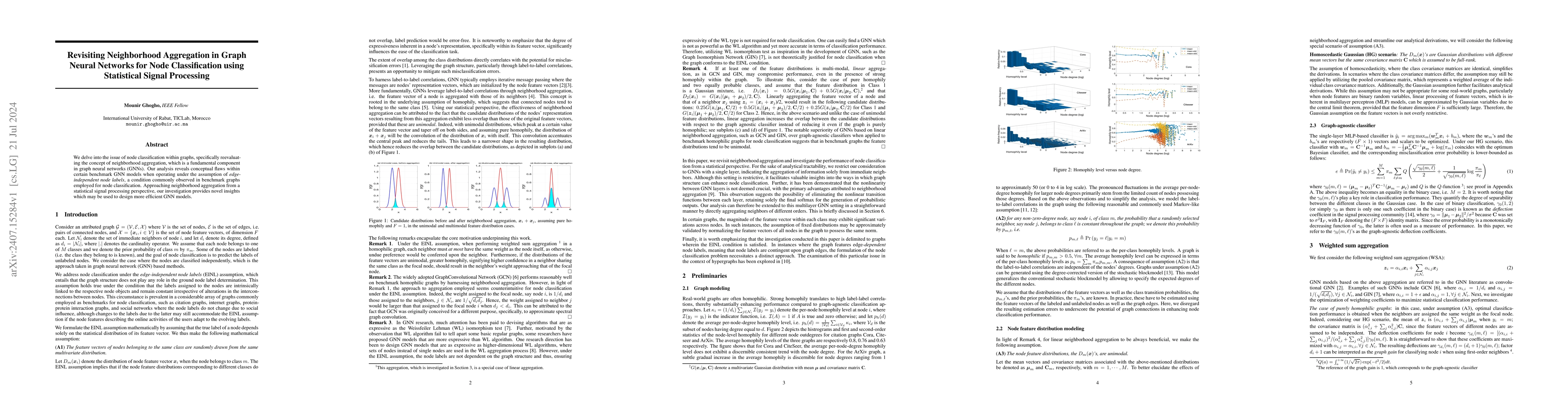 Thumbnail for Revisiting Neighborhood Aggregation in Graph Neural Networks for Node
  Classification using Statistical Signal Processing