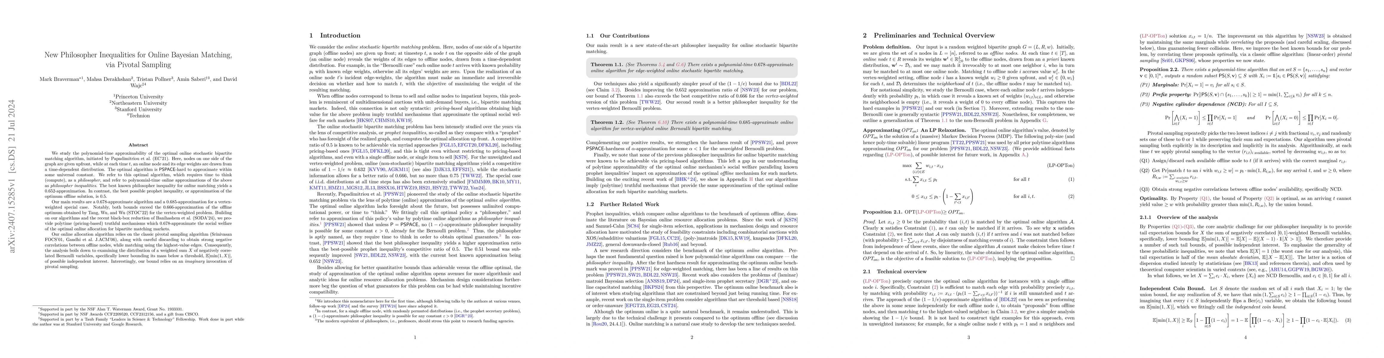 Thumbnail for New Philosopher Inequalities for Online Bayesian Matching, via Pivotal
  Sampling