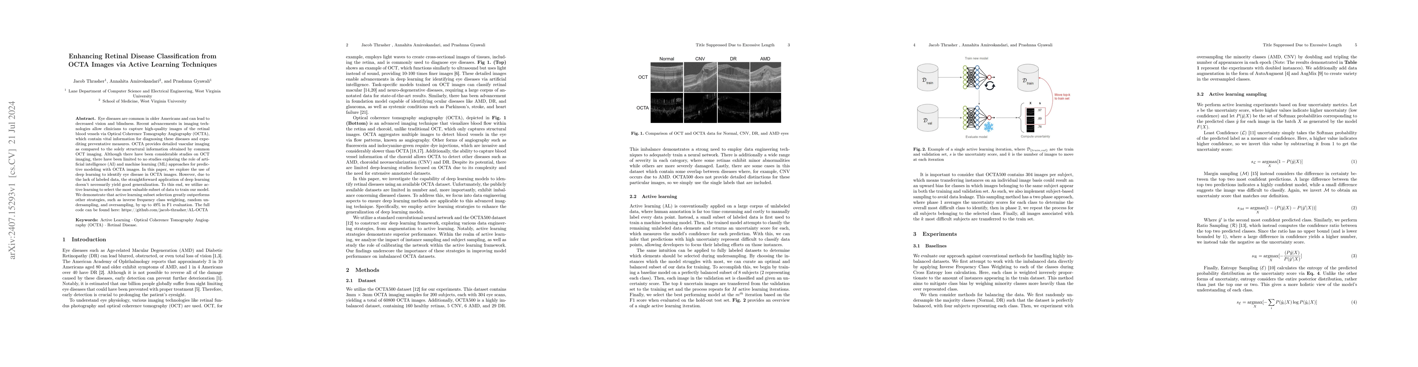 Thumbnail for Enhancing Retinal Disease Classification from OCTA Images via Active
  Learning Techniques
