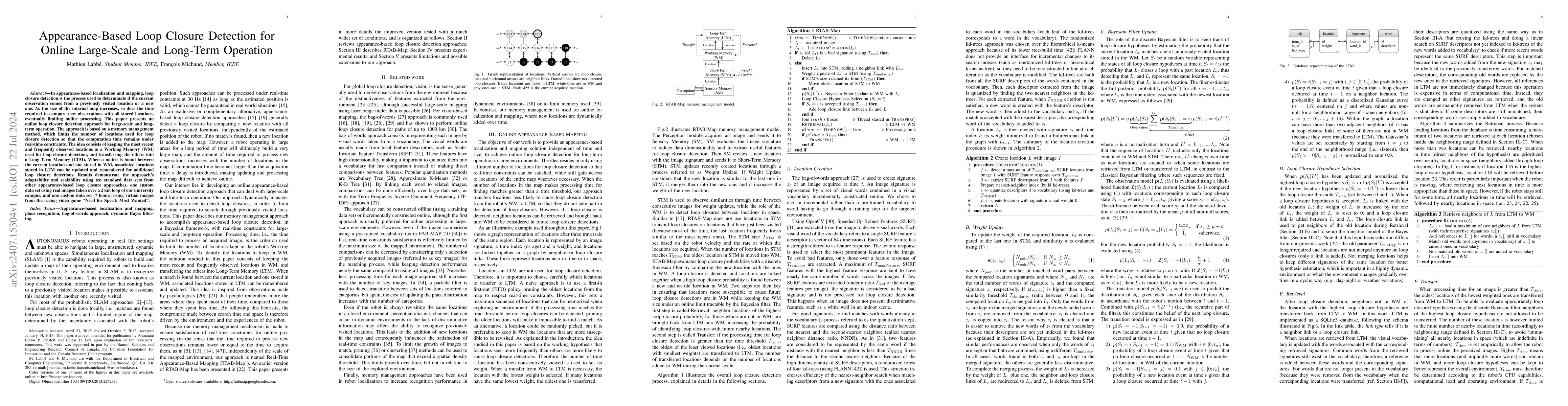 Thumbnail for Appearance-Based Loop Closure Detection for Online Large-Scale and
  Long-Term Operation