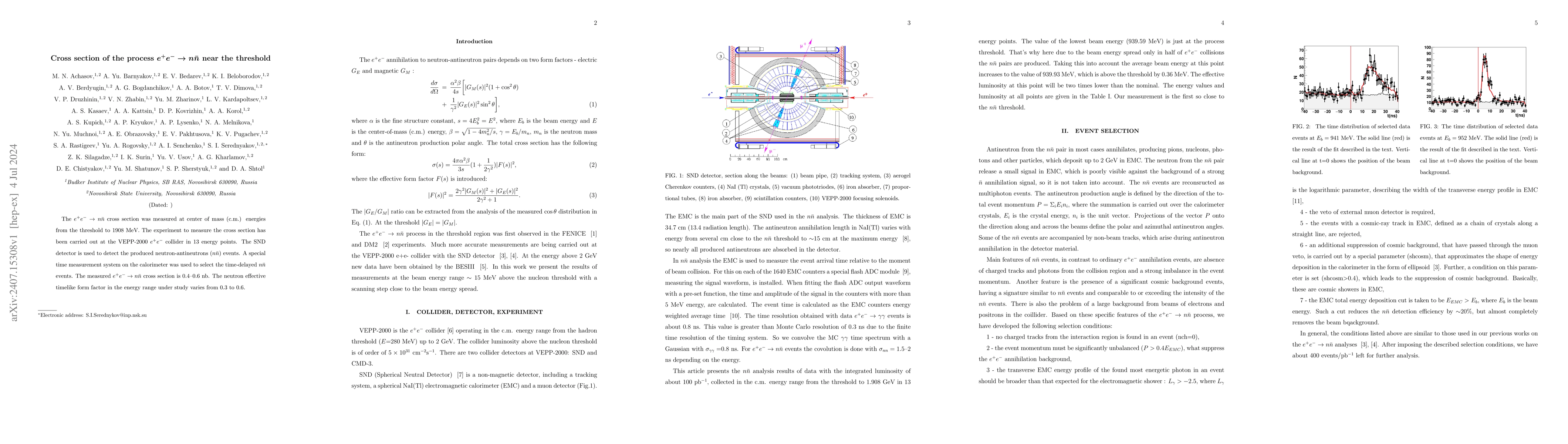 Thumbnail for Cross section of the process $e^+e^-\to n\bar{n}$ near the threshold