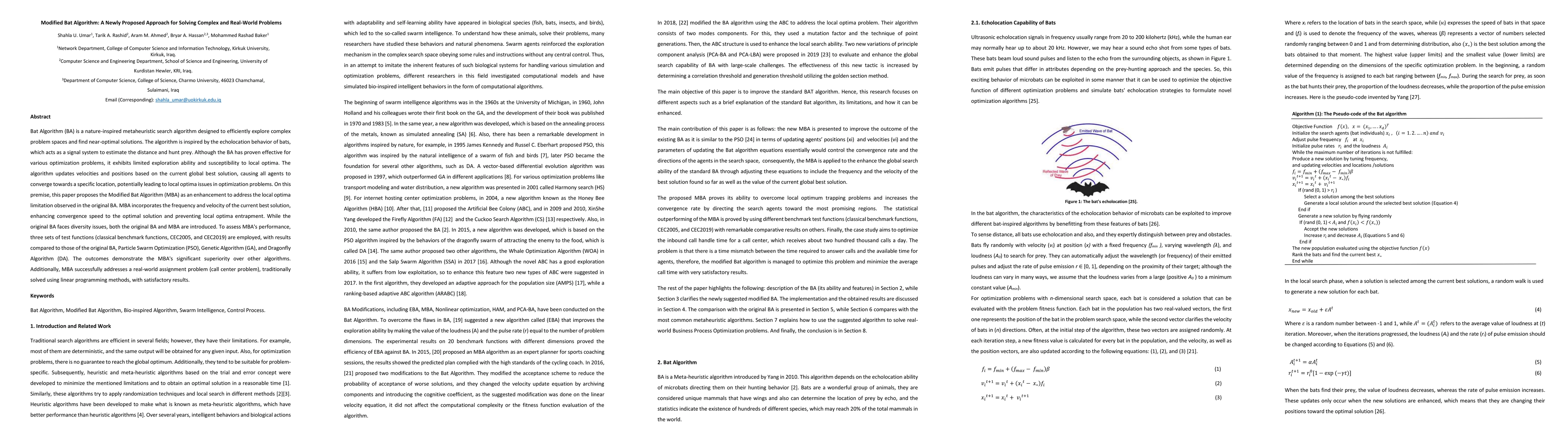 Thumbnail for Modified Bat Algorithm: A Newly Proposed Approach for Solving Complex
  and Real-World Problems