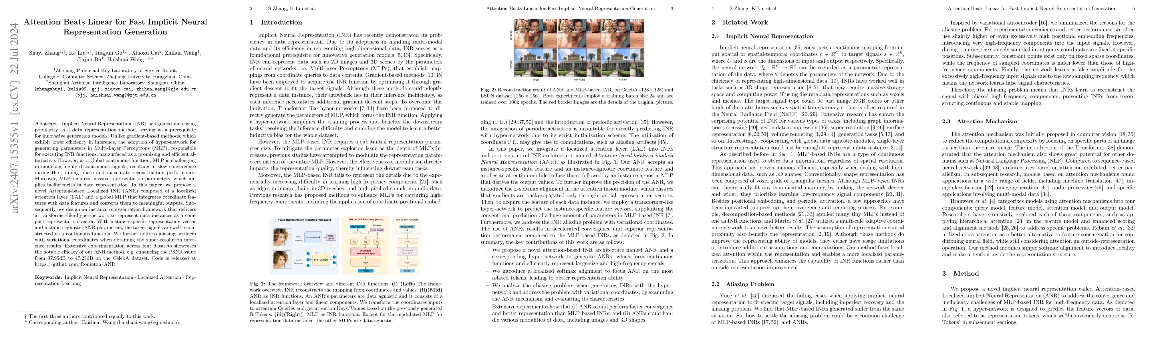 Thumbnail for Attention Beats Linear for Fast Implicit Neural Representation
  Generation