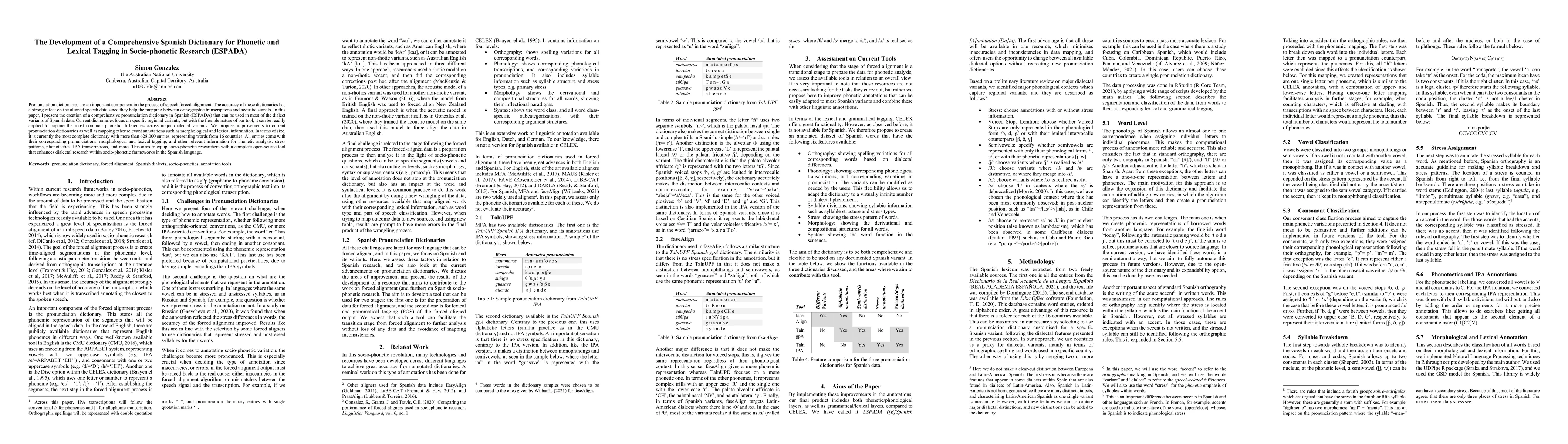 Thumbnail for The Development of a Comprehensive Spanish Dictionary for Phonetic and
  Lexical Tagging in Socio-phonetic Research (ESPADA)