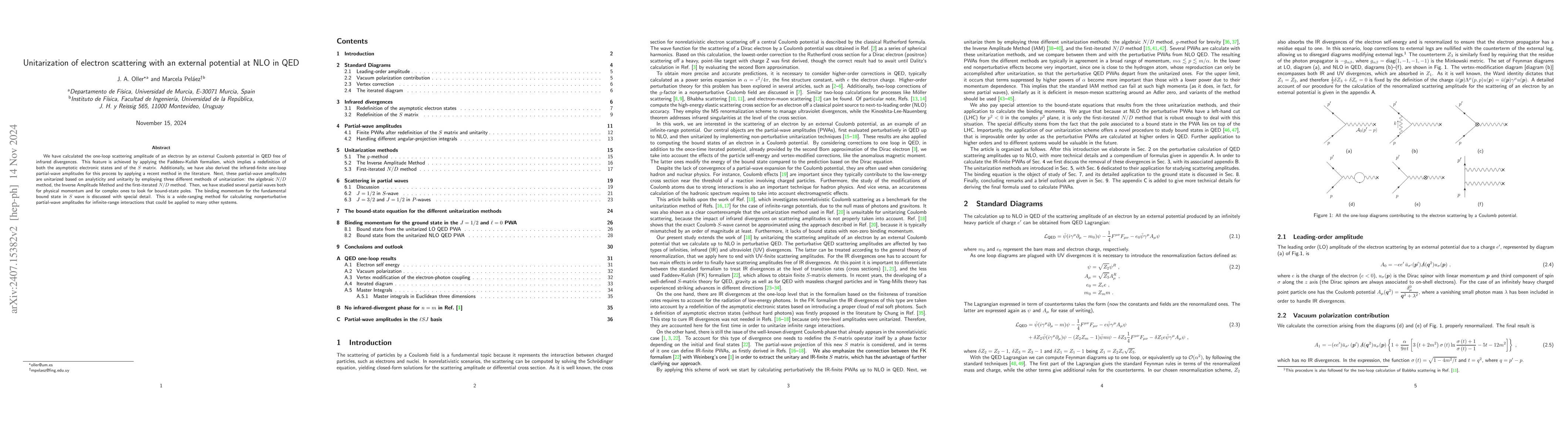 Thumbnail for Unitarization of electron scattering with an external potential at NLO
  in QED