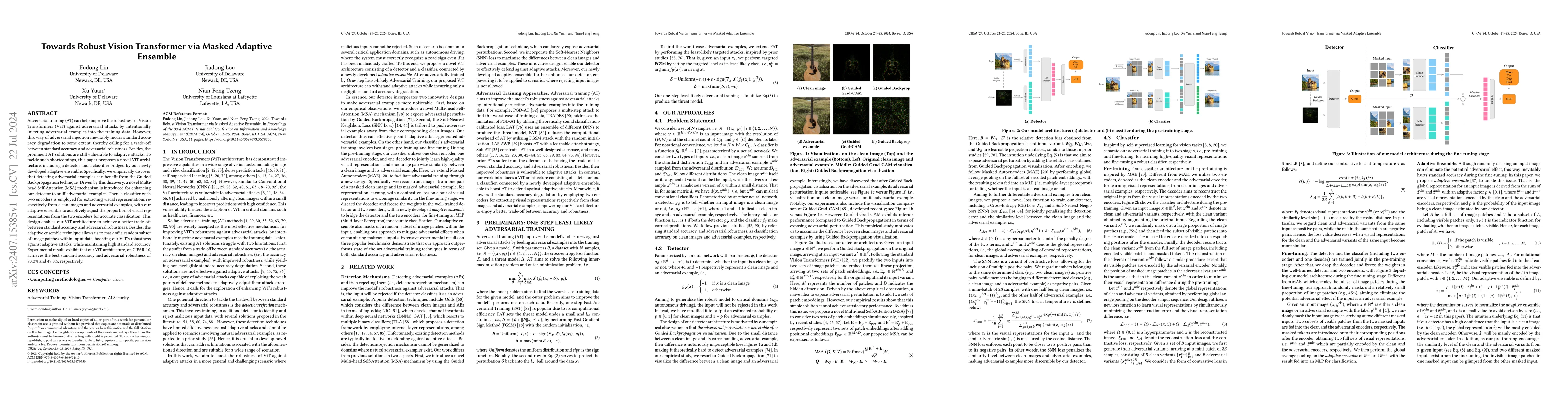 Thumbnail for Towards Robust Vision Transformer via Masked Adaptive Ensemble