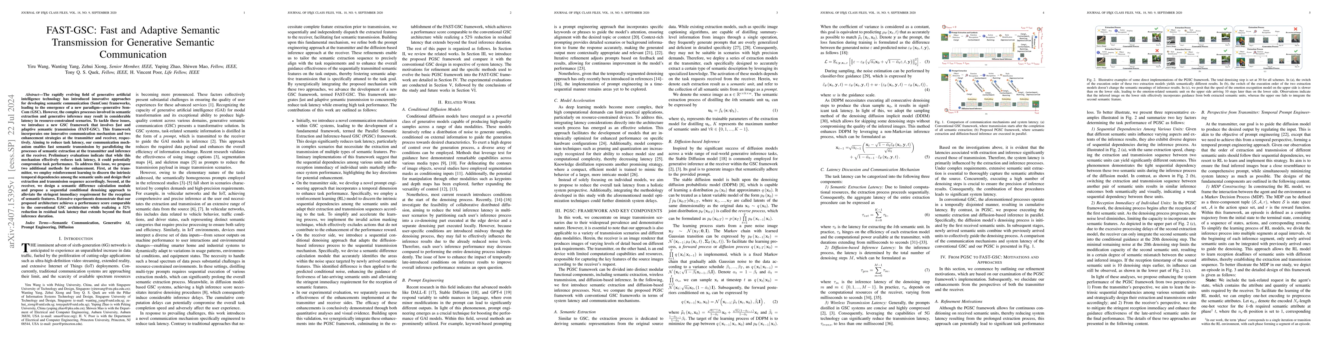 Thumbnail for FAST-GSC: Fast and Adaptive Semantic Transmission for Generative
  Semantic Communication