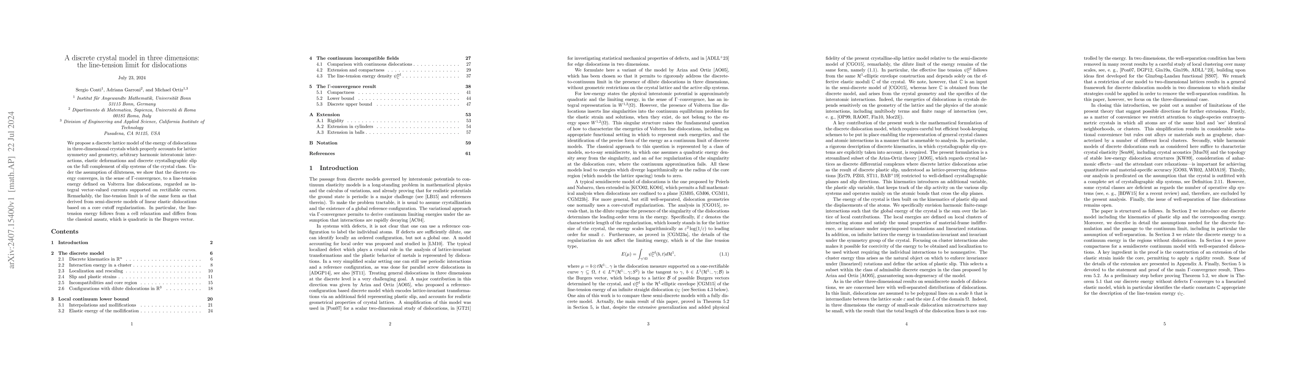 Thumbnail for A discrete crystal model in three dimensions: the line-tension limit for
  dislocations