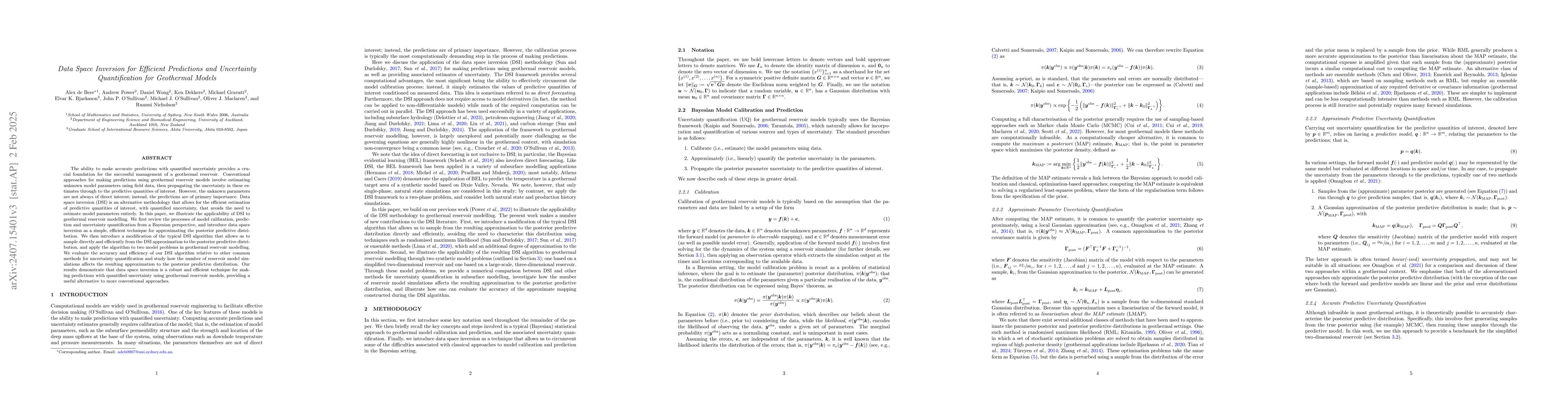 Thumbnail for Data Space Inversion for Efficient Predictions and Uncertainty
  Quantification for Geothermal Models