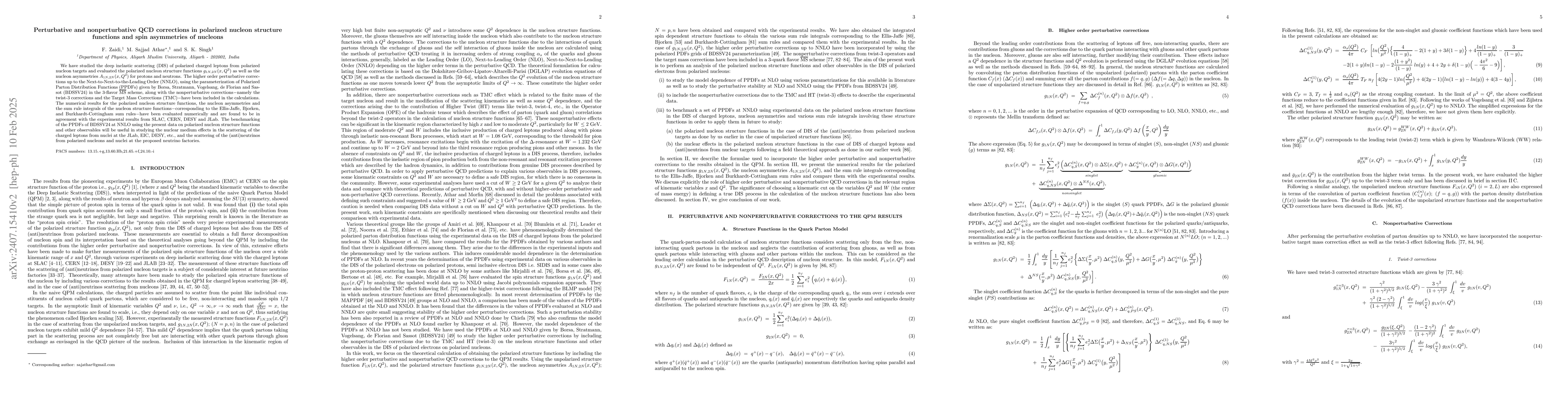 Thumbnail for Perturbative and nonperturbative QCD corrections in polarized nucleon
  structure functions and spin asymmetries of nucleons