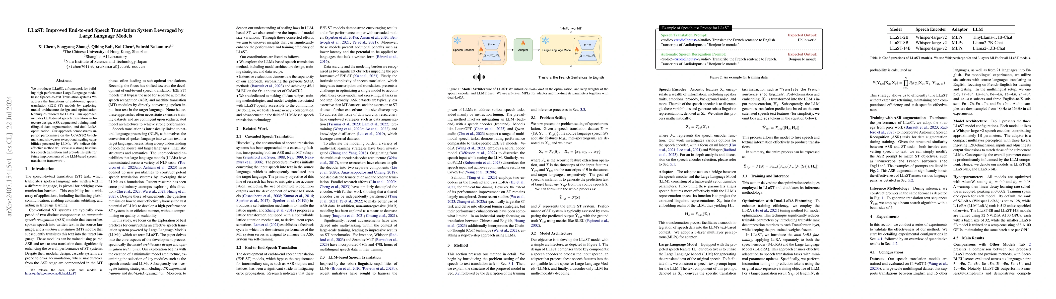 Thumbnail for LLaST: Improved End-to-end Speech Translation System Leveraged by Large
  Language Models