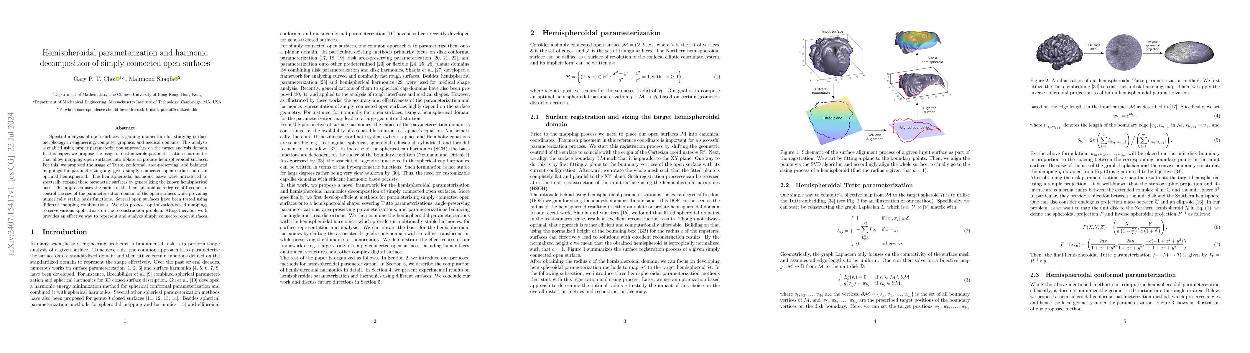 Thumbnail for Hemispheroidal parameterization and harmonic decomposition of simply
  connected open surfaces