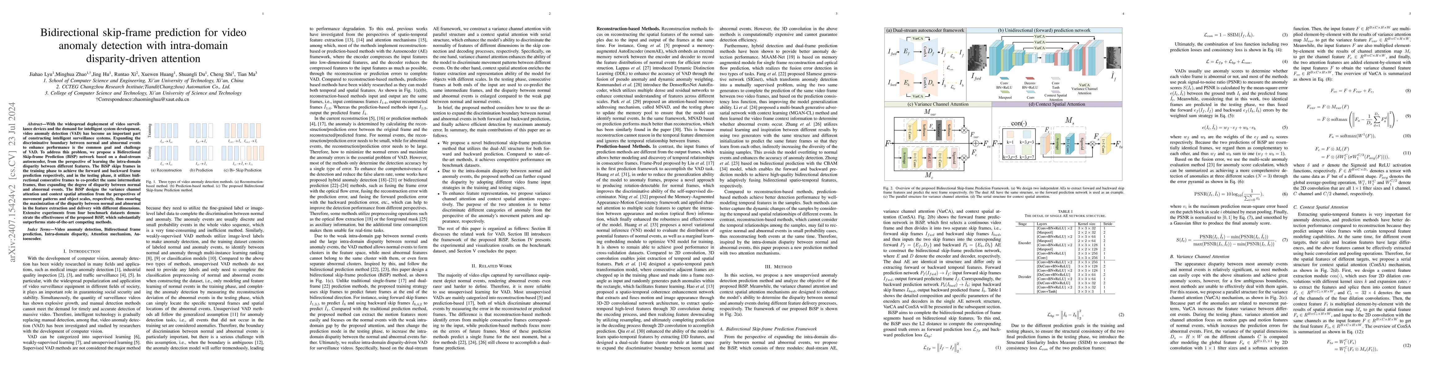Thumbnail for Bidirectional skip-frame prediction for video anomaly detection with
  intra-domain disparity-driven attention
