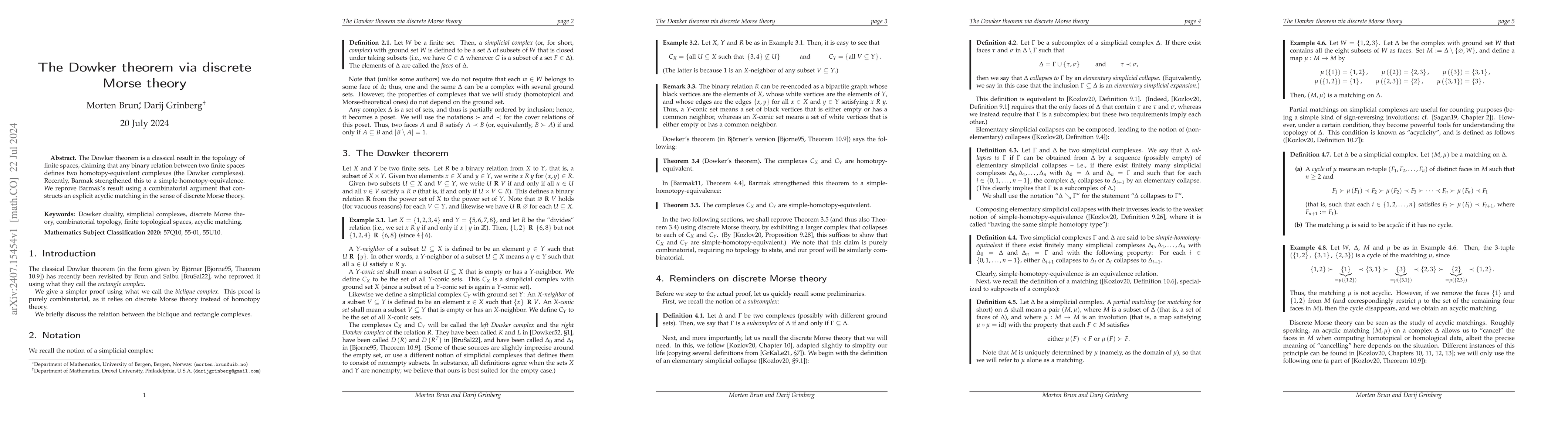 Thumbnail for The Dowker theorem via discrete Morse theory