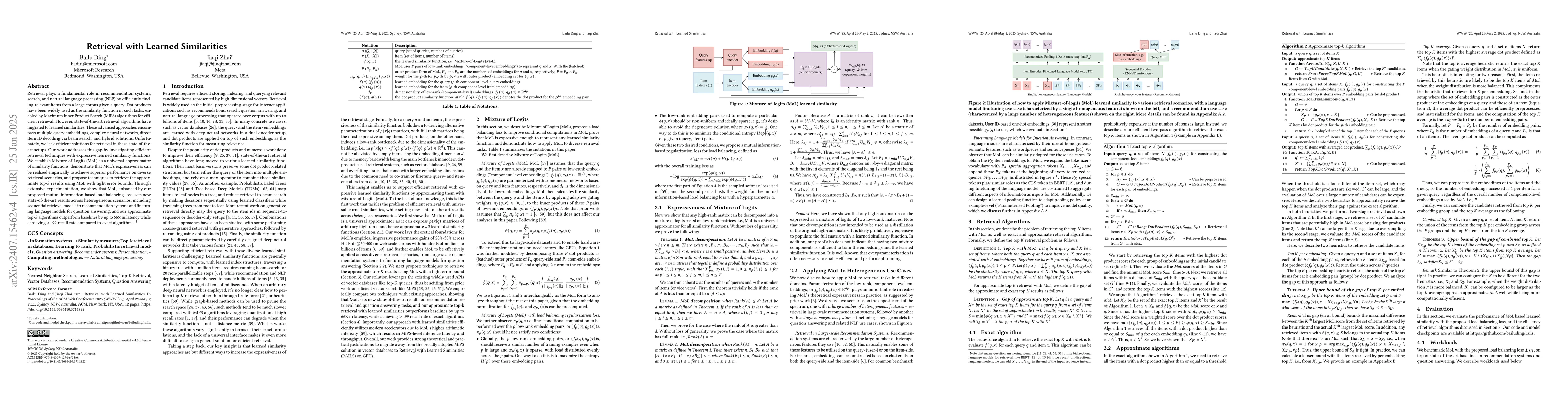 Thumbnail for Efficient Retrieval with Learned Similarities
