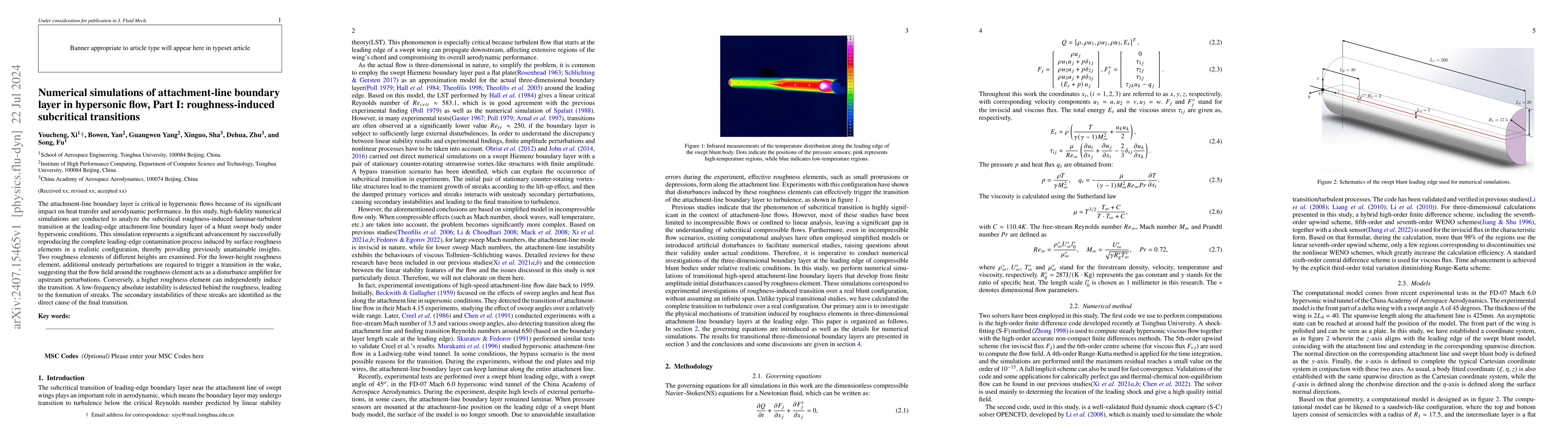 Thumbnail for Numerical simulations of attachment-line boundary layer in hypersonic
  flow, Part I: roughness-induced subcritical transitions