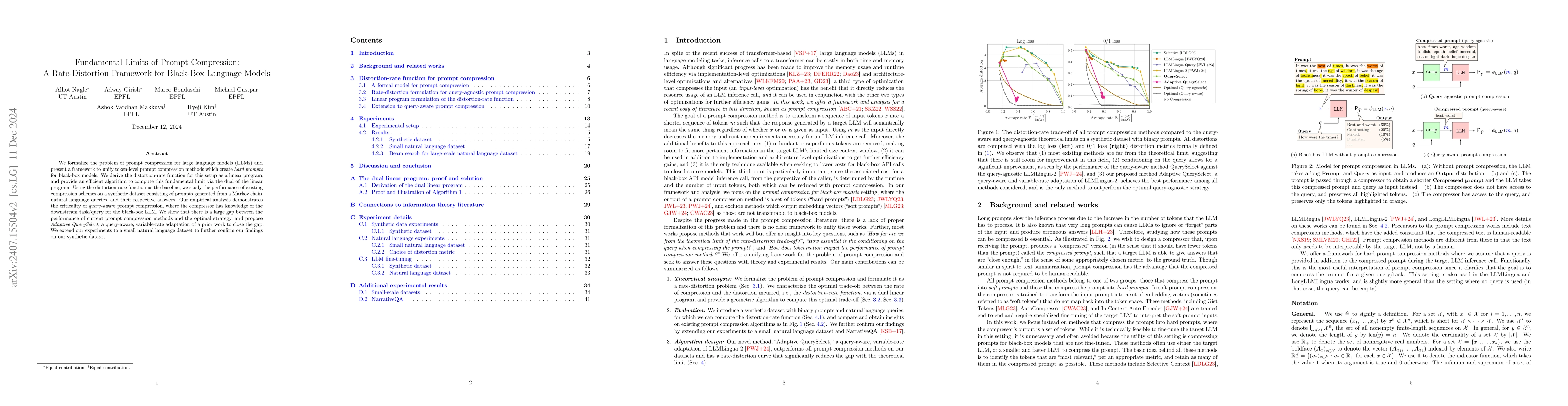 Thumbnail for Fundamental Limits of Prompt Compression: A Rate-Distortion Framework
  for Black-Box Language Models