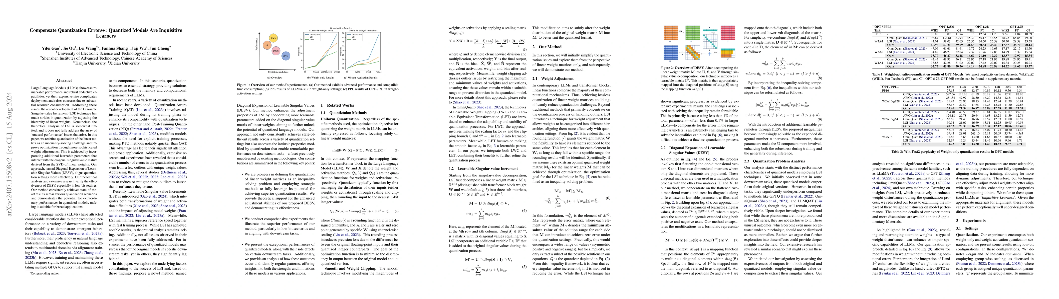 Thumbnail for Compensate Quantization Errors+: Quantized Models Are Inquisitive
  Learners