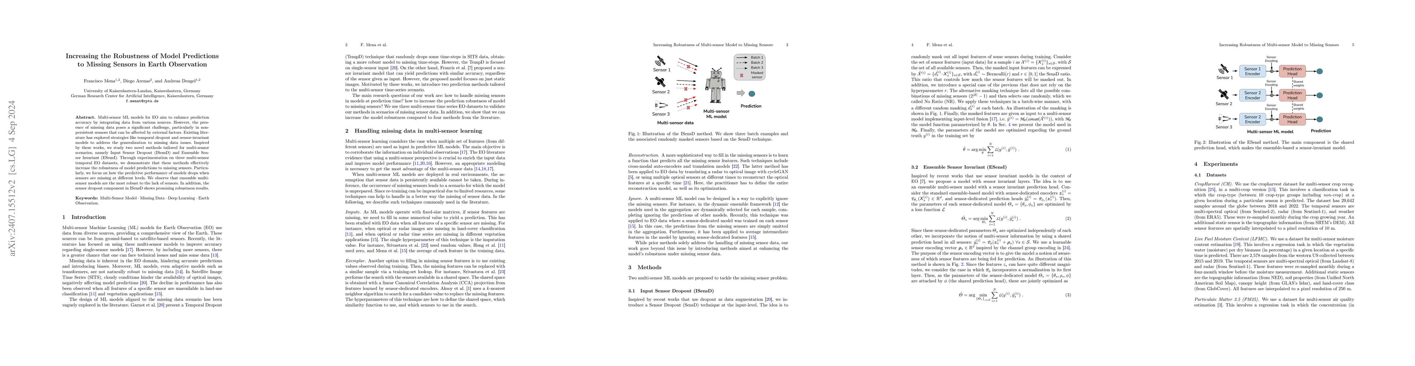 Thumbnail for Increasing the Robustness of Model Predictions to Missing Sensors in
  Earth Observation