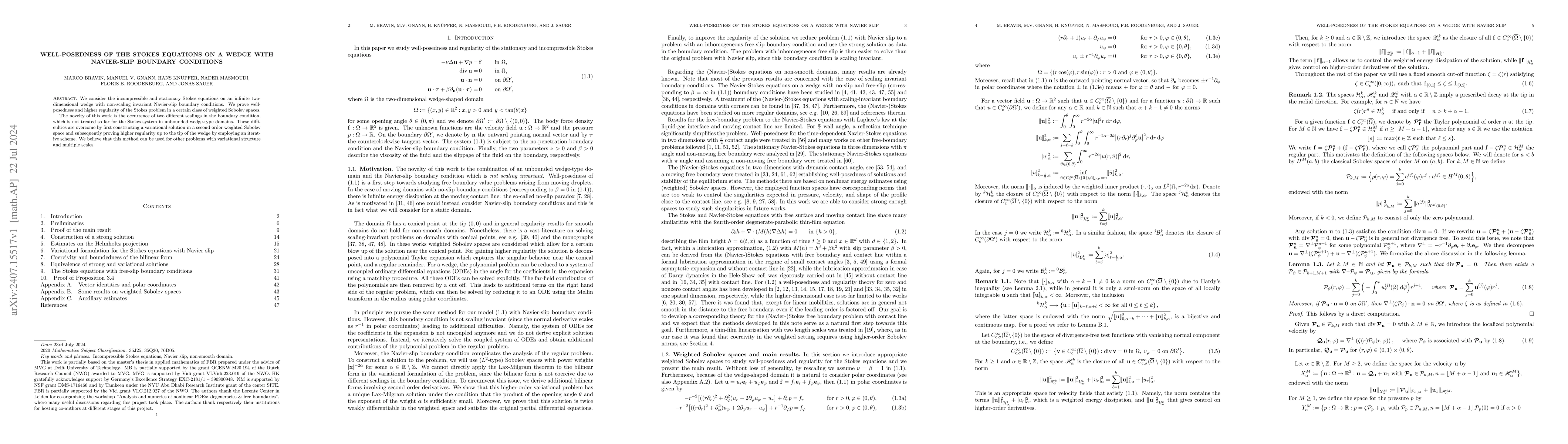 Thumbnail for Well-posedness of the Stokes equations on a wedge with Navier-slip
  boundary conditions