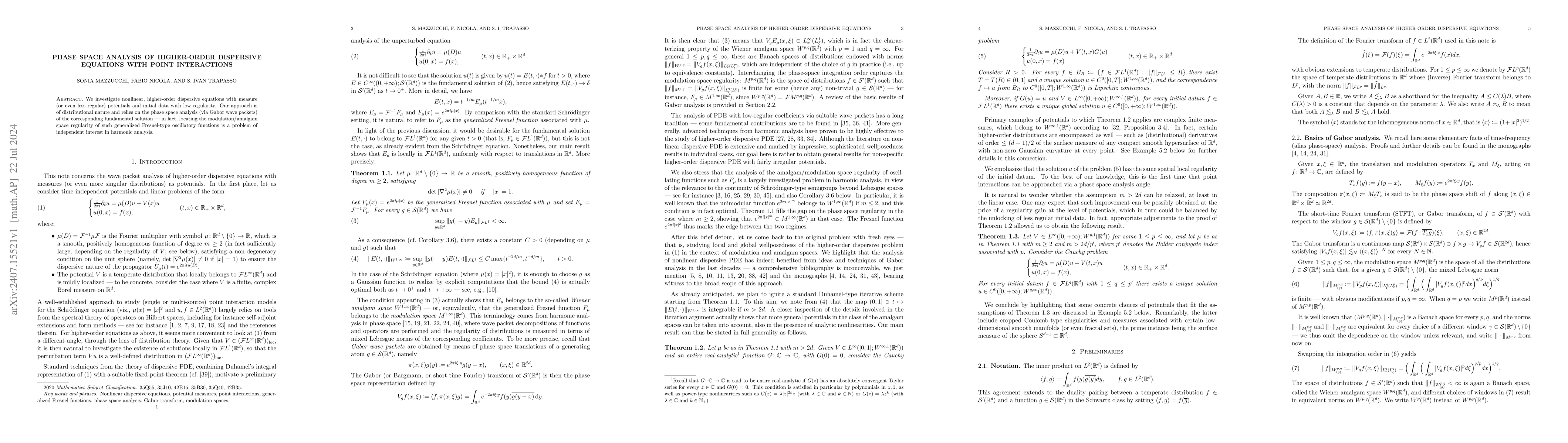 Thumbnail for Phase space analysis of higher-order dispersive equations with point
  interactions