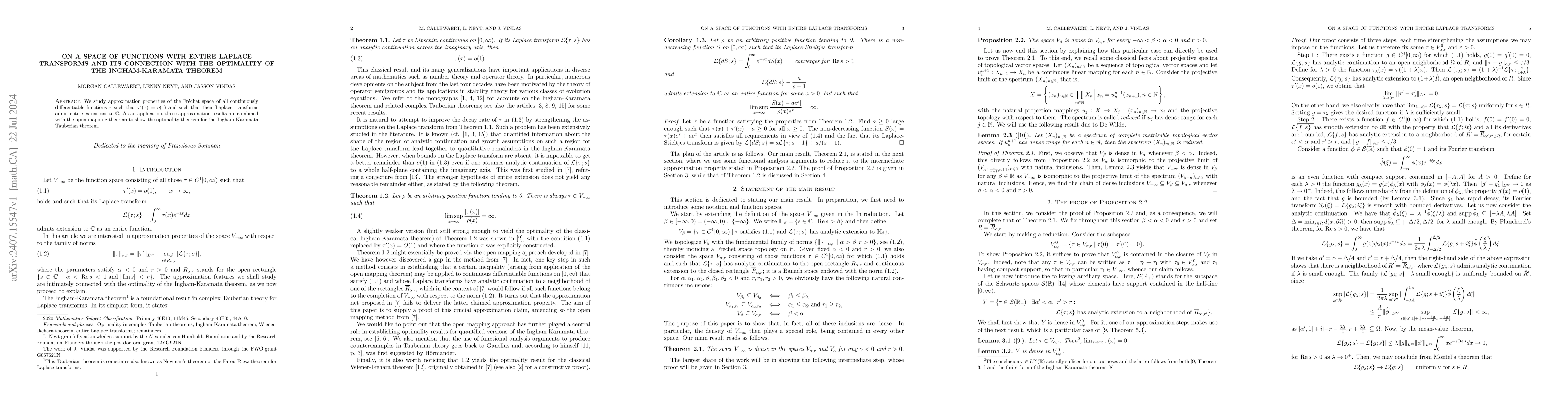 Thumbnail for On a space of functions with entire Laplace transforms and its
  connection with the optimality of the Ingham-Karamata theorem