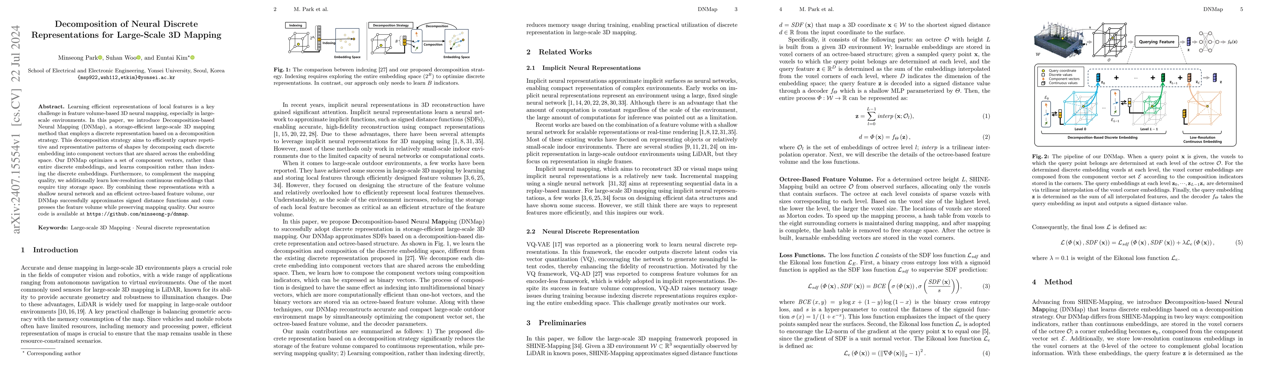 Thumbnail for Decomposition of Neural Discrete Representations for Large-Scale 3D
  Mapping