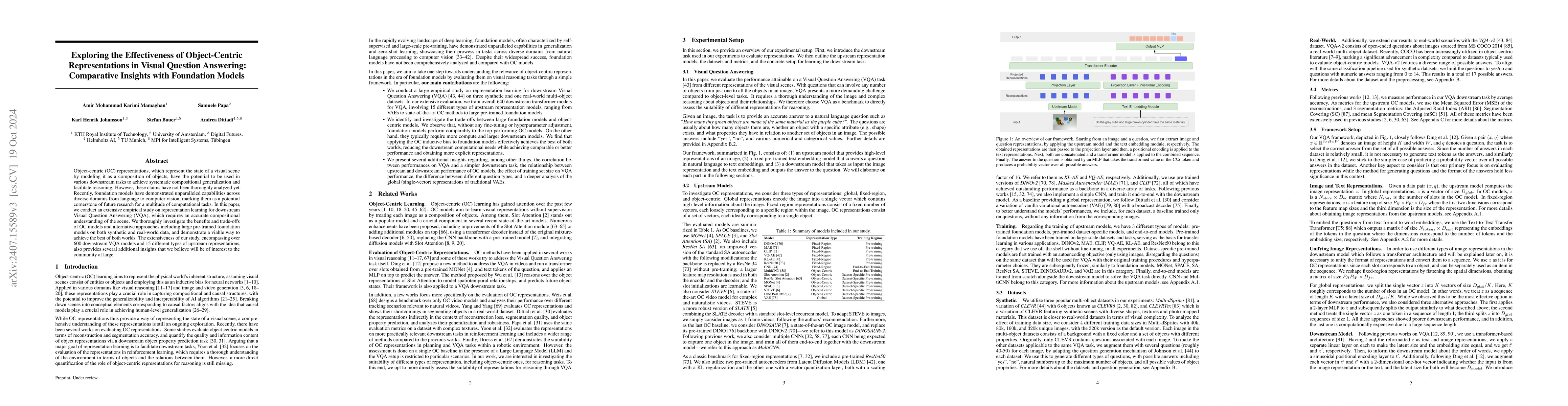 Thumbnail for Exploring the Effectiveness of Object-Centric Representations in Visual
  Question Answering: Comparative Insights with Foundation Models