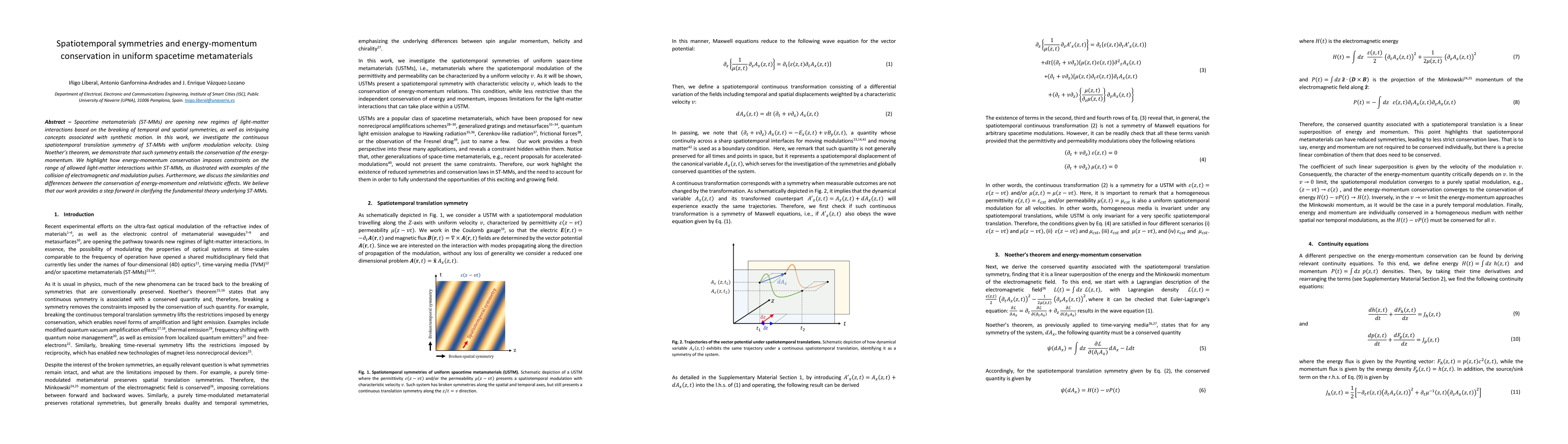 Thumbnail for Spatiotemporal symmetries and energy-momentum conservation in uniform
  spacetime metamaterials