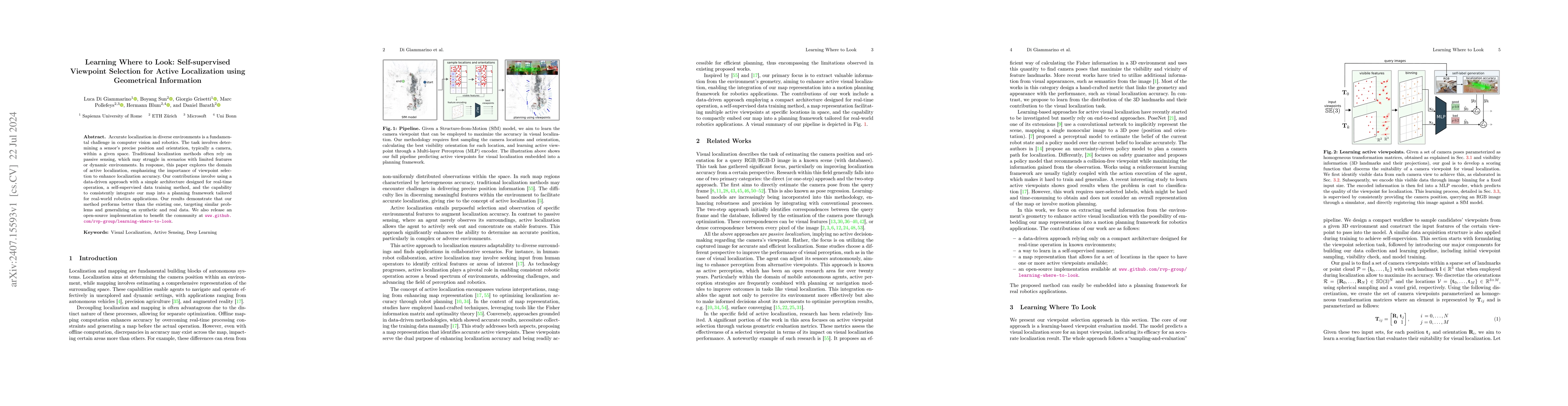 Thumbnail for Learning Where to Look: Self-supervised Viewpoint Selection for Active
  Localization using Geometrical Information