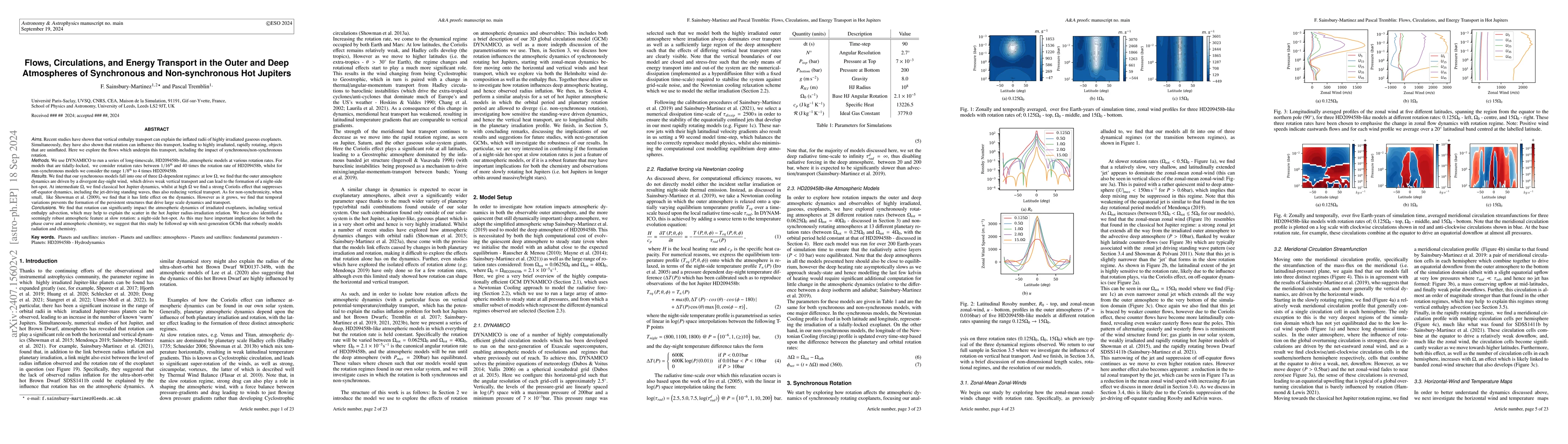 Thumbnail for Flows, Circulations, and Energy Transport in the Outer and Deep
  Atmospheres of Synchronous and Non-synchronous Hot Jupiters