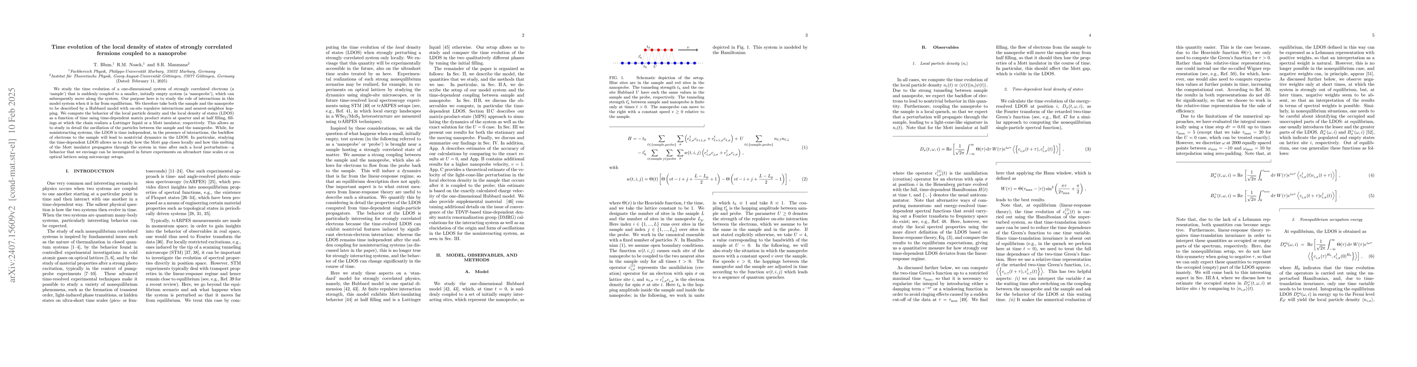 Thumbnail for Time evolution of the local density of states of strongly correlated
  fermions coupled to a nanoprobe