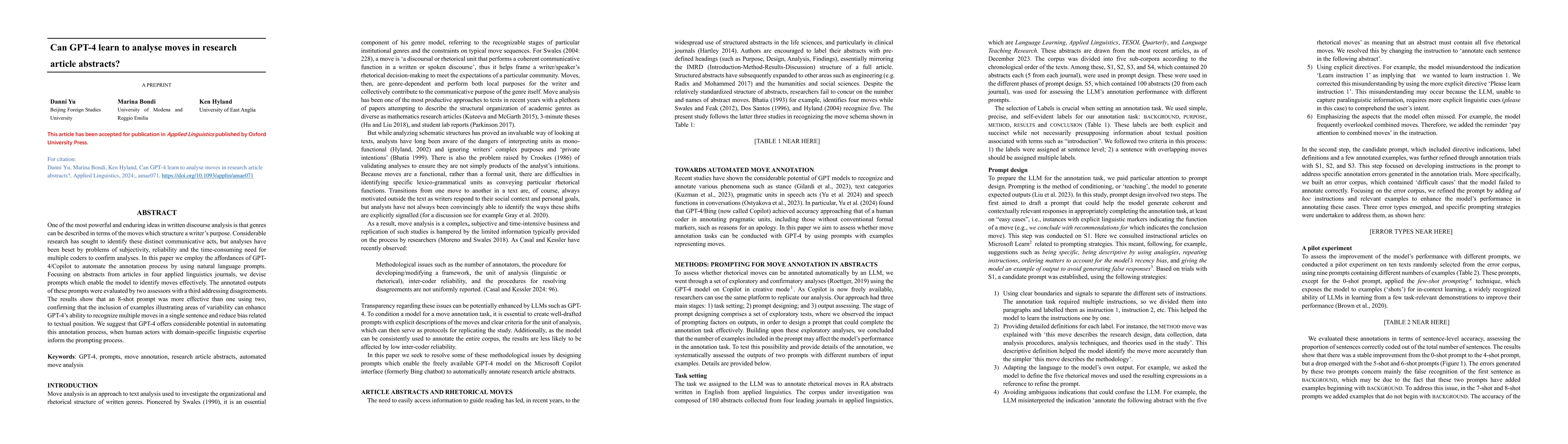 Thumbnail for Can GPT-4 learn to analyze moves in research article abstracts?