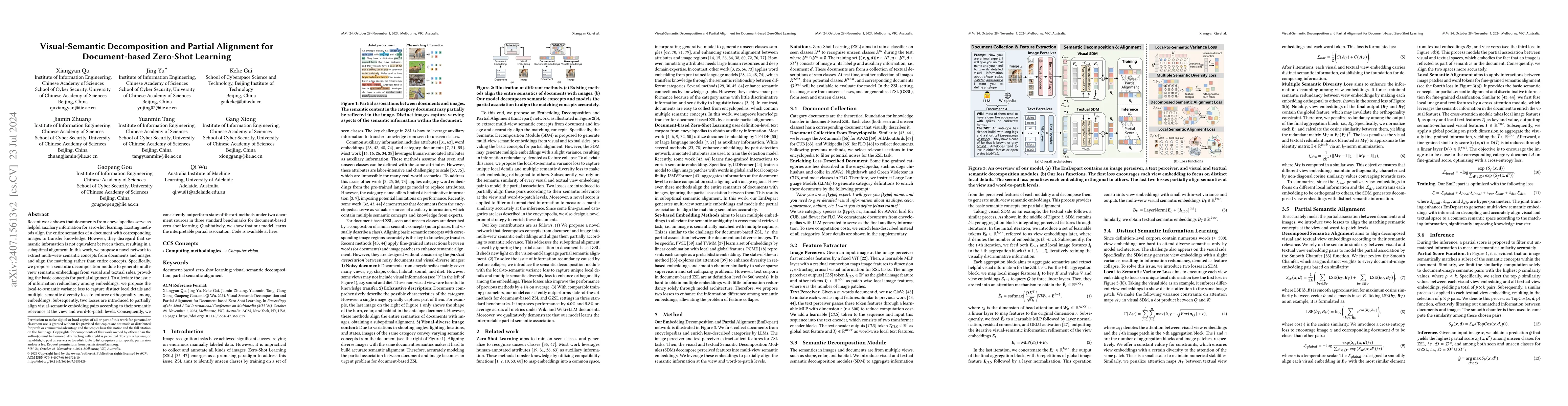 Thumbnail for Visual-Semantic Decomposition and Partial Alignment for Document-based
  Zero-Shot Learning