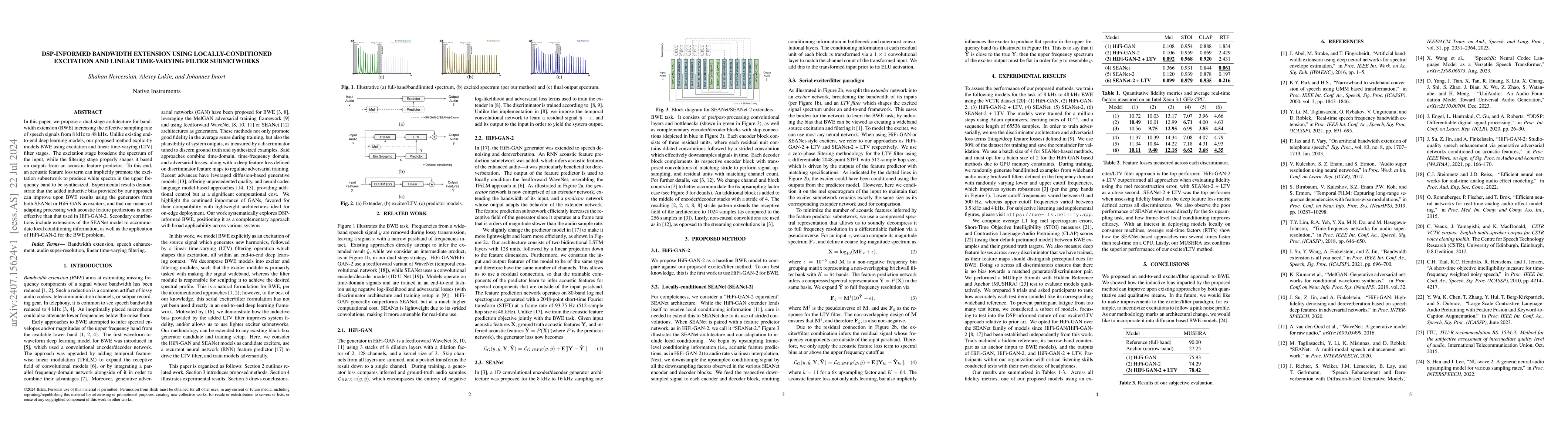 Thumbnail for DSP-informed bandwidth extension using locally-conditioned excitation
  and linear time-varying filter subnetworks