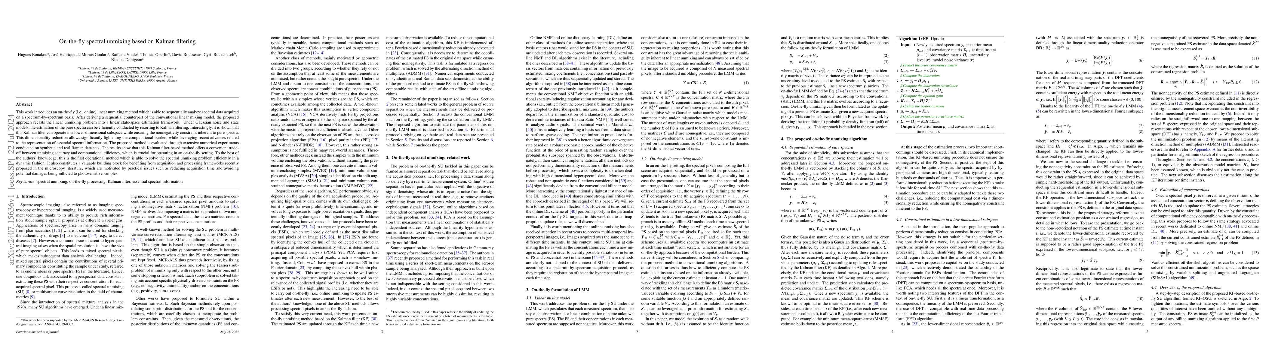 Thumbnail for On-the-fly spectral unmixing based on Kalman filtering