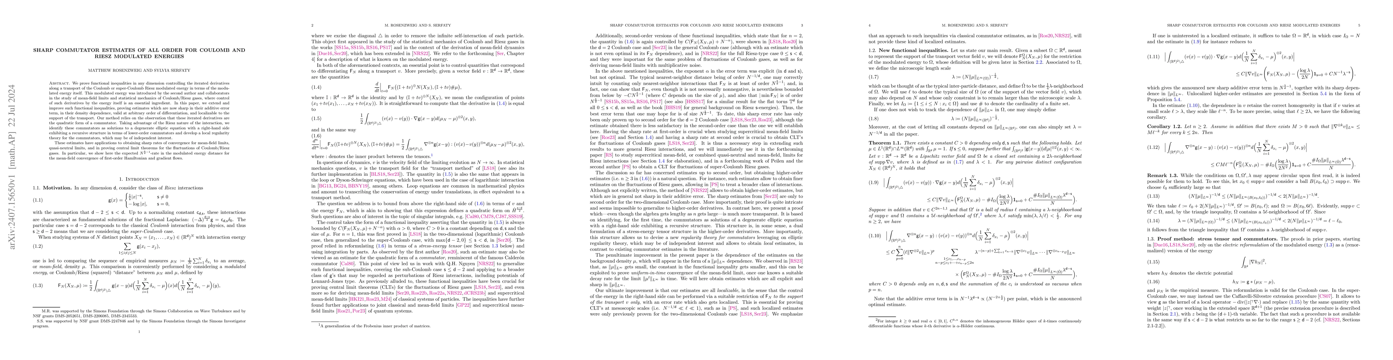 Thumbnail for Sharp commutator estimates of all order for Coulomb and Riesz modulated
  energies