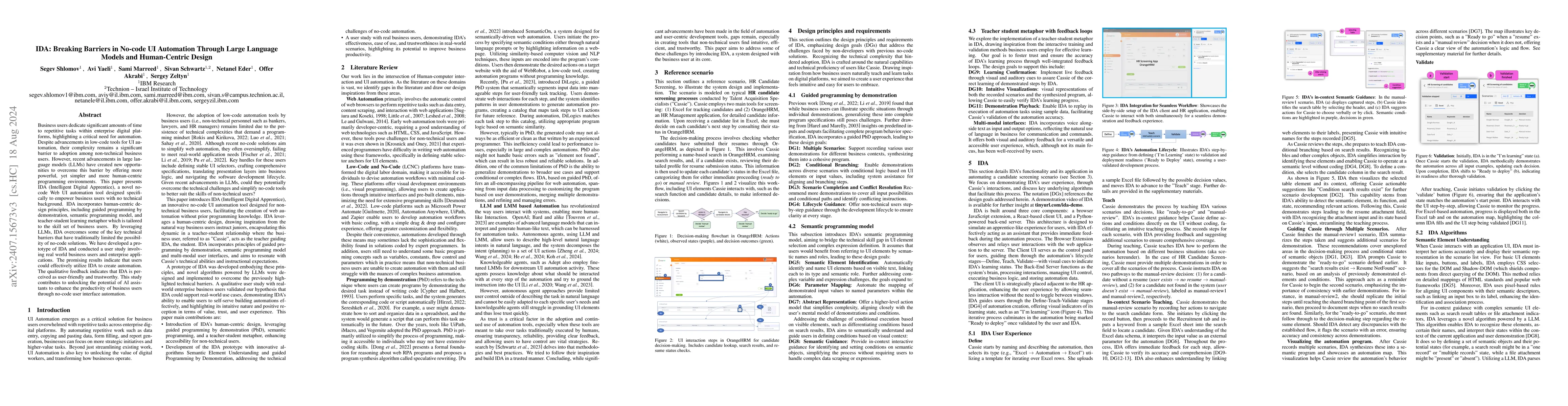 Thumbnail for IDA: Breaking Barriers in No-code UI Automation Through Large Language
  Models and Human-Centric Design