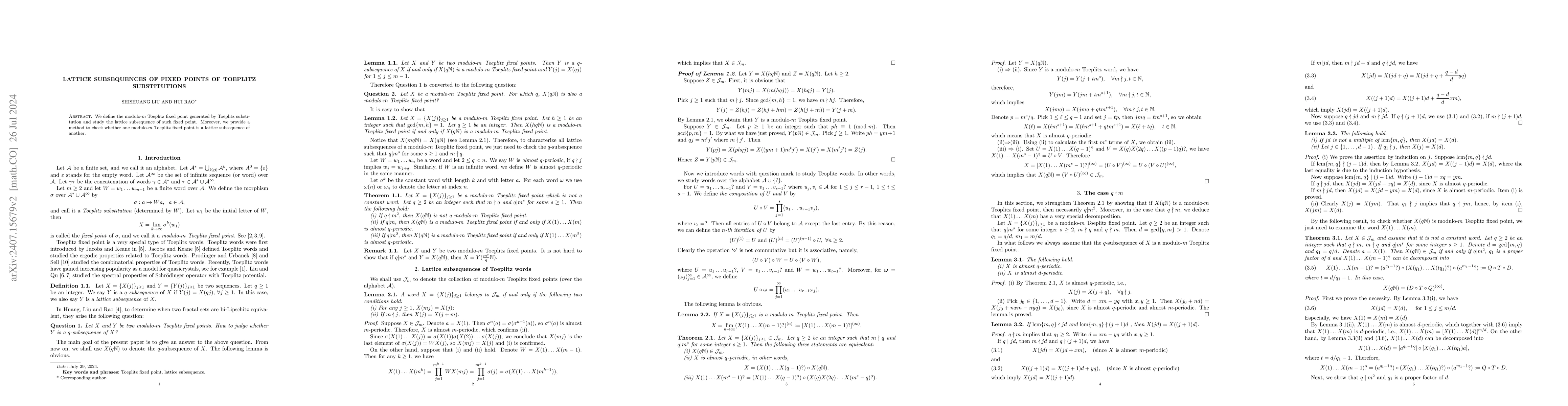 Thumbnail for Lattice subsequences of fixed points of Toeplitz substitutions